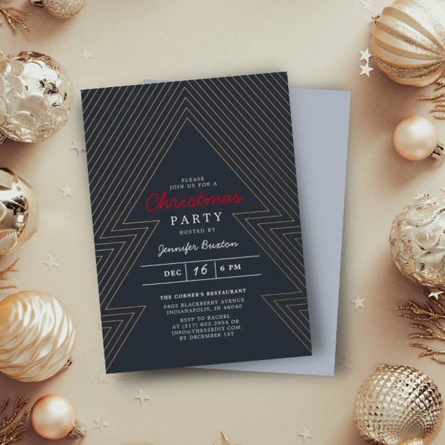 Modern Christmas Blue Holiday Party Gold (Creator Uploaded)