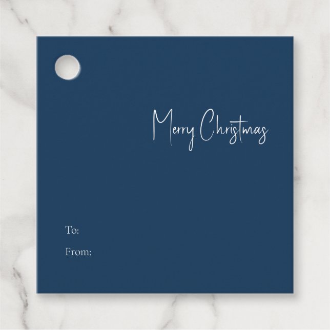 Modern Christmas | Blue Square To From Gift Tag (Front)