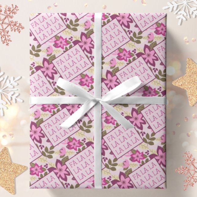 Modern Christmas Botanical Fa La La Wrapping Paper (Creator Uploaded)
