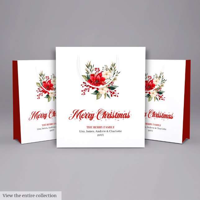 Modern Christmas Bouquet Watercolor Holiday Bags (Modern Christmas Bouquet Watercolor Holiday Bag)