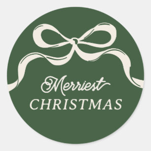 Modern Christmas Bows   Classic Holiday Green  Classic Round Sticker