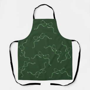 Modern Christmas Bows Holiday Classic Green Apron