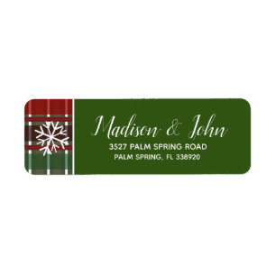 Modern Christmas Burgandy Plaid Snowflakes