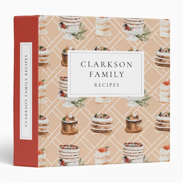 Modern Christmas Cakes Recipe Book Binder (Front/Spine)