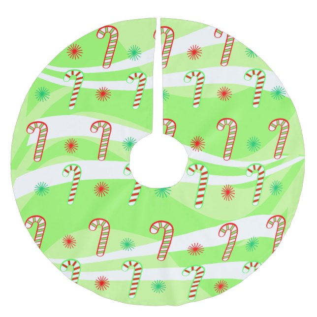 Modern Christmas Candy Canes Design Brushed Polyester Tree Skirt (Front)