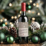 Modern Christmas Cheers Calligraphy Personalized  Wine Label<br><div class="desc">Modern Christmas greenery pattern with calligraphy "christmas cheers" and personalized with your name wine labels.</div>