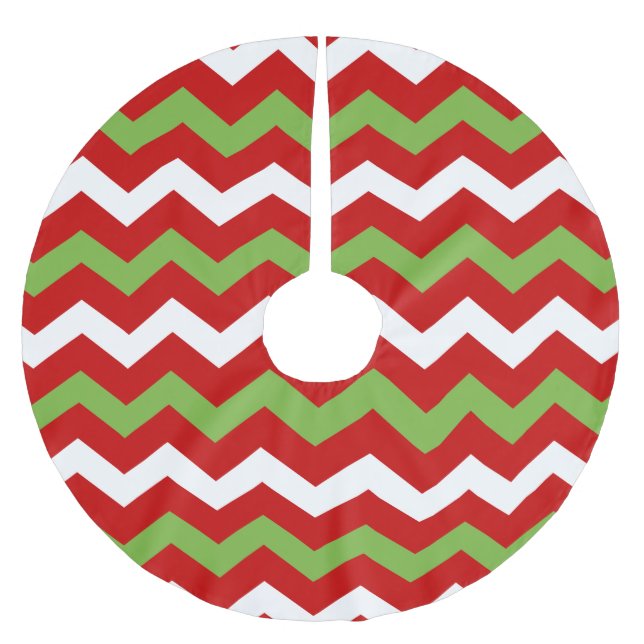 Modern Christmas Chevron Pattern Brushed Polyester Tree Skirt (Front)