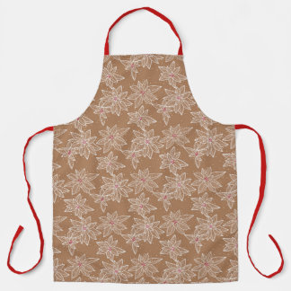 Modern Christmas - cocoa and poinsettias floral Apron