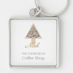 Modern Christmas Coffee Shop Business Branding Keychain