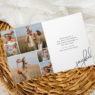 Modern Christmas Collage Simple Joy Photo Holiday Card