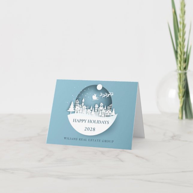 Modern Christmas Composition Corporate Greeting Card (Front)
