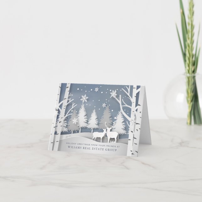 Modern Christmas Composition Corporate Greeting Holiday Card (Front)