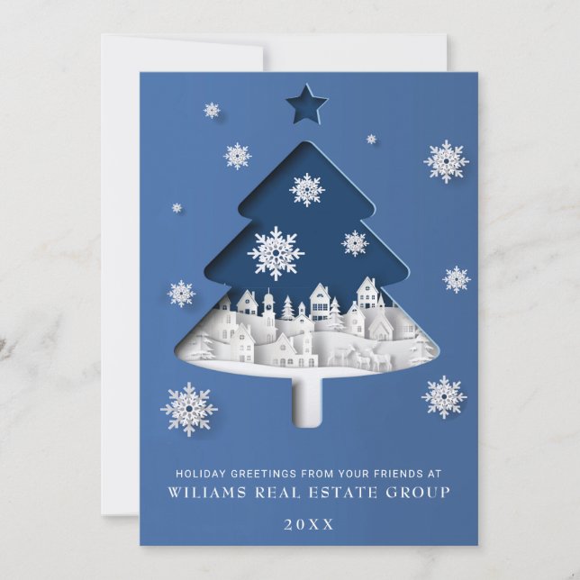Modern Christmas Composition Corporate Greeting Holiday Card (Front)
