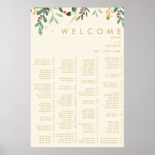 Modern Christmas   Cream Alphabetical Seating Poster