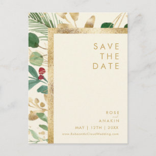 Modern Christmas Cream Save The Date Postcard