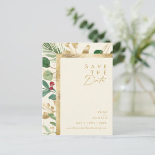 Modern Christmas Cream Save The Date Postcard