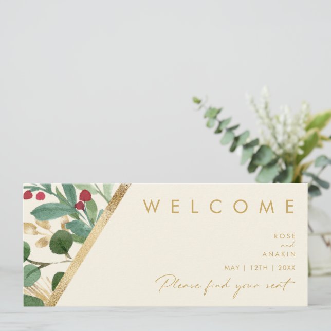 Modern Christmas | Cream Seating Chart Header (Standing Front)
