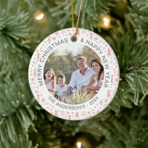 Modern Christmas Custom Family Photo Ceramic Ornament