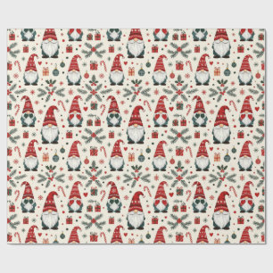 Modern Christmas Cute Gnome Holiday Fun Gift Wrap
