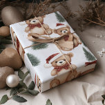 Modern Christmas Cute Teddy Bears  Wrapping Paper Sheet<br><div class="desc">Transport yourself to a bygone era of festive nostalgia with our "Vintage Christmas Teddy Bears Red Wrapping Paper." This heartwarming design captures the timeless charm of classic holiday celebrations, featuring adorable teddy bears adorned in vintage Christmas attire. The rich red background sets the perfect stage for these endearing teddy bears,...</div>