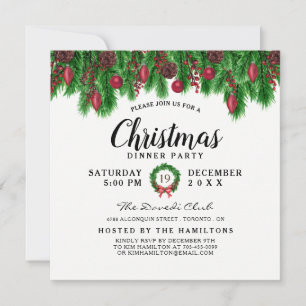 Modern Christmas Dinner Party Invitation