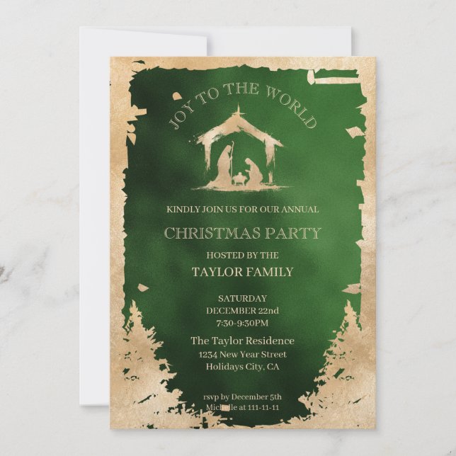 Modern Christmas Dinner Party Religious Nativity Holiday Card (Front)
