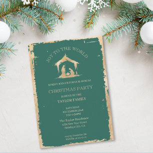 Modern Christmas Dinner Party Religious Nativity Holiday Card