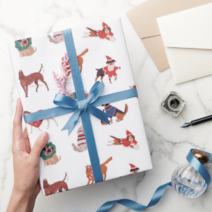 Modern Christmas Dogs Pattern Wrapping Paper