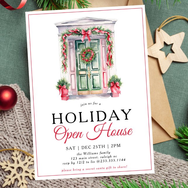 Modern Christmas Door Open Holiday House Party Invitation (Creator Uploaded)