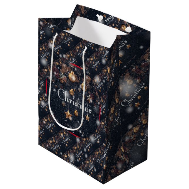 Modern Christmas Elegant Gift Medium Gift Bag (Front Angled)