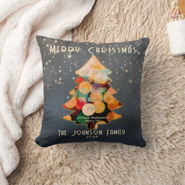Modern Christmas Elegant Personalized Quote  Throw Pillow (Blanket)