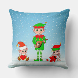 Modern Christmas Elf Squad Throw Pillow