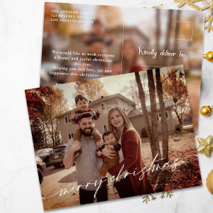 Modern Christmas Family 2 Photos Holiday Postcard