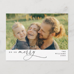 Modern, Christmas, Family Photo, Oh So Merry Postcard