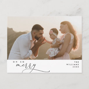 Modern, Christmas, Family Photo, Oh So Merry Postcard