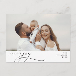 Modern, Christmas Family Photo, Spread Joy Postcard