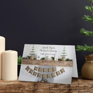 Modern Christmas Fireplace Non Photo Holiday Card