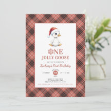 Modern Christmas First Birthday One Jolly Goose