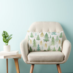 Modern Christmas Forest Olive green pattern Lumbar Pillow