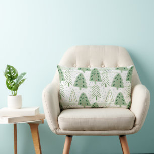 Modern Christmas Forest Olive green pattern Lumbar Pillow