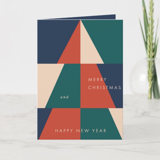 Modern Christmas Geometry Holiday Card (Front)