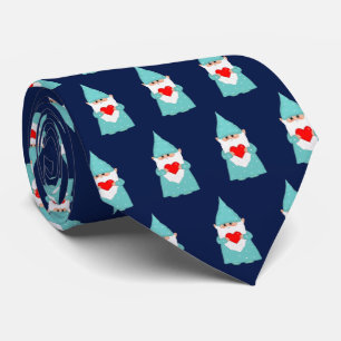 Modern Christmas Gnome Pattern on Navy Blue Tie