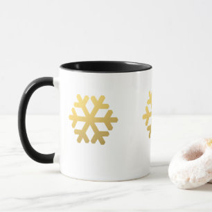 Modern christmas gold snow crystal mug