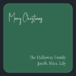 Modern Christmas Green Square Family Gift Sticker<br><div class="desc">This modern Christmas green square family gift sticker is perfect for your minimalist shabby chic boho green and white holiday greeting. The minimal whimsical handwritten calligraphy is delicate and rustic while staying classy and elegant. You will find that everything about this product is editable, so feel free to add pictures...</div>