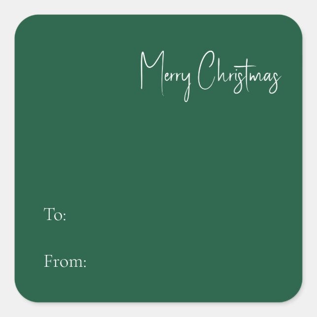 Modern Christmas | Green To From Square Sticker (Front)