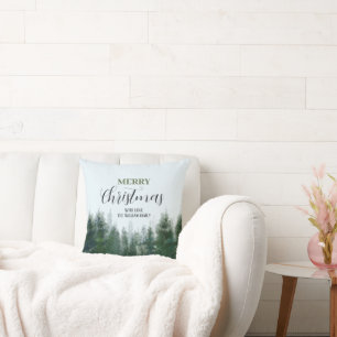 Modern Christmas Green Tree Merry Christmas Throw Pillow