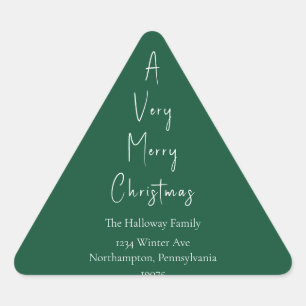 Modern Christmas Green Triangle Envelope Seals