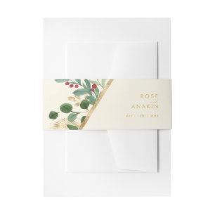 Modern Christmas Greenery   Cream Invitation Belly Band