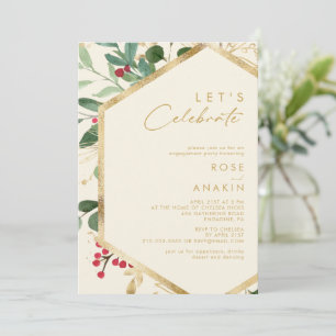 Modern Christmas Greenery   Cream Let's Celebrate Invitation