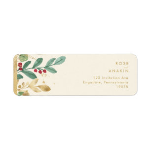 Modern Christmas Greenery Cream Return Address